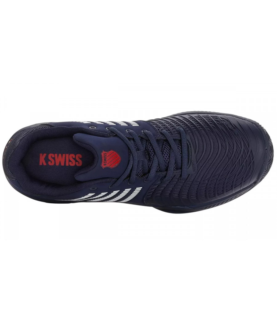 Chaussures de padel K-Swiss Express light 3 HB couleur bleu et rouge