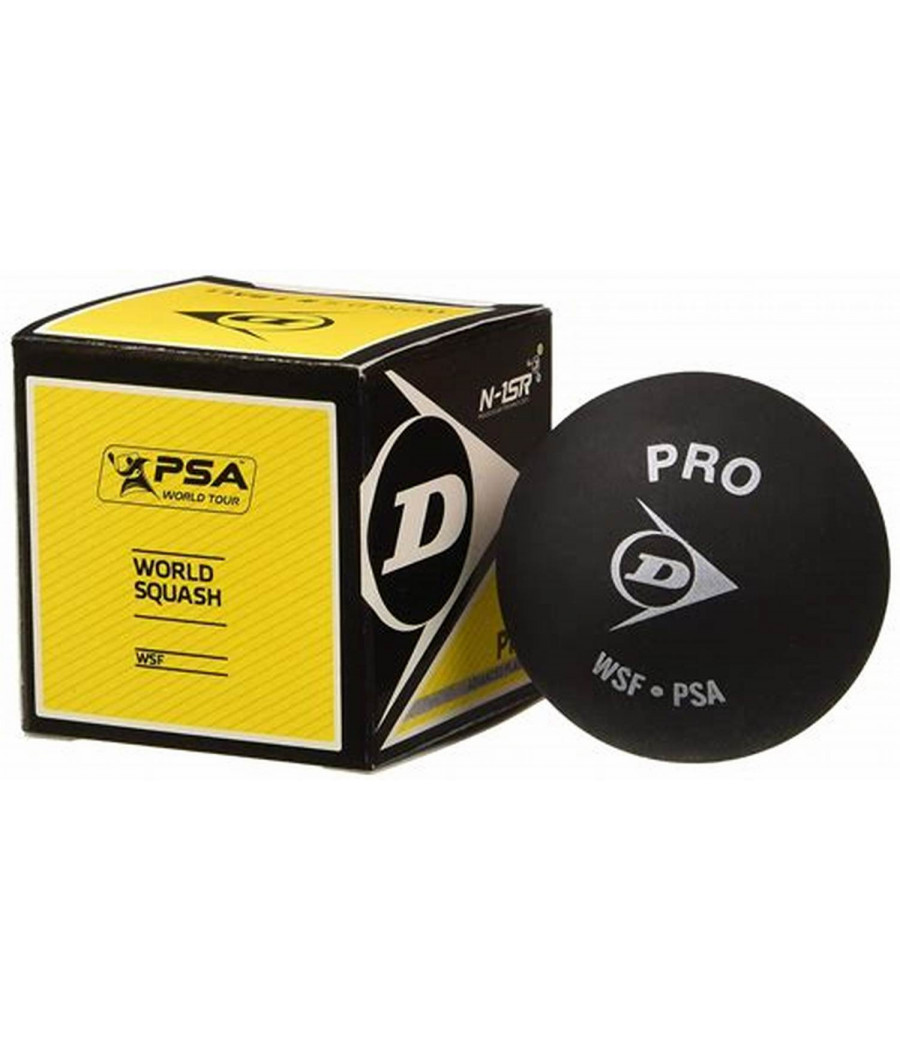 Balle de squash Dunlop deux points jaunes - Pro