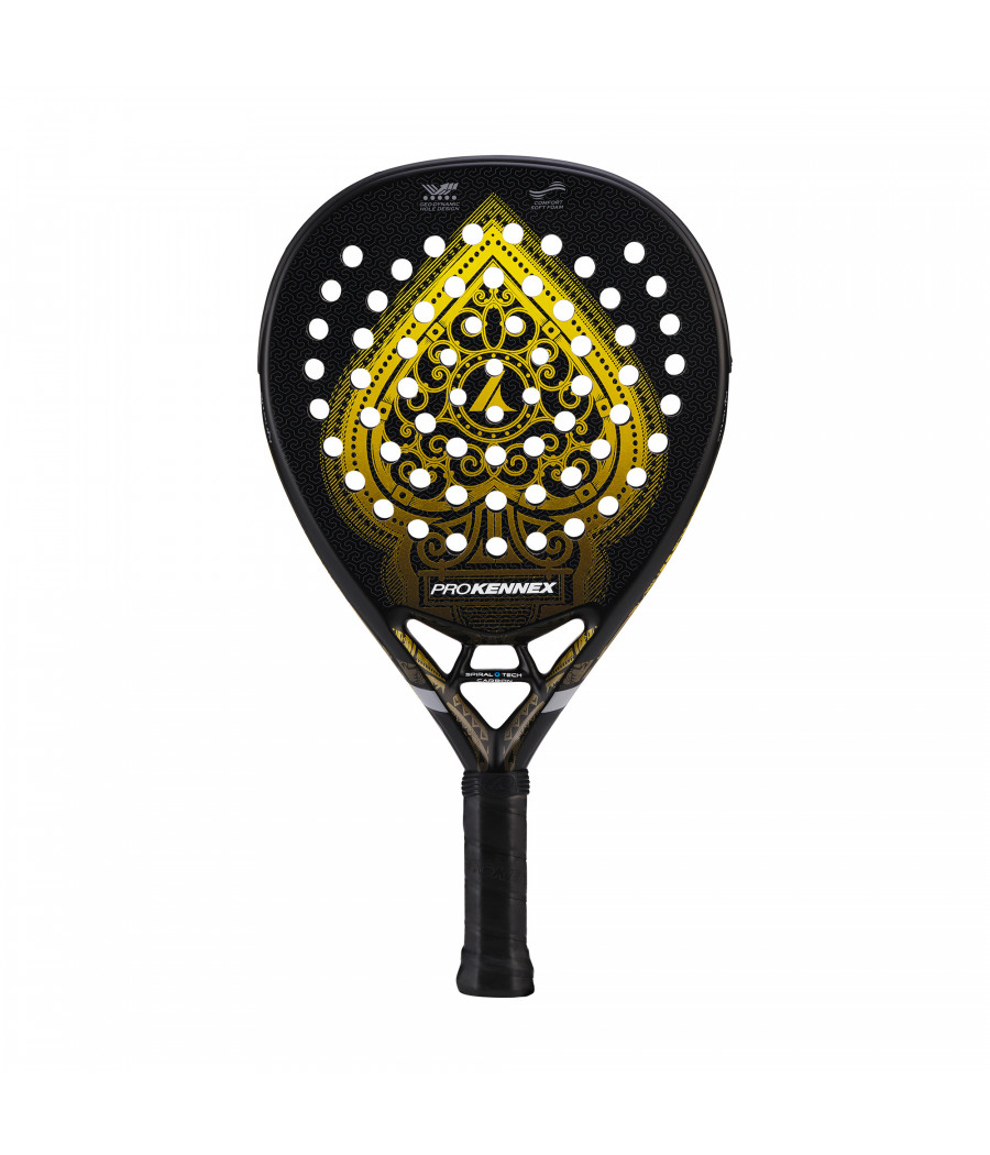 Raquette de padel Pro Kennex Black ACE-Gold pour les problèmes de coude noir et or