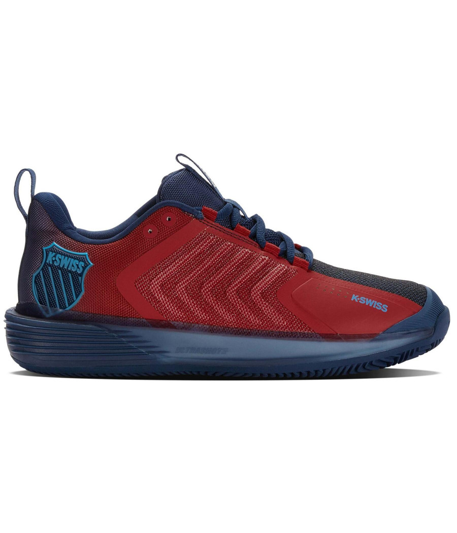 Chaussures de Padel K-Swiss Ultrashot 3 HB couleur bleu et rouge