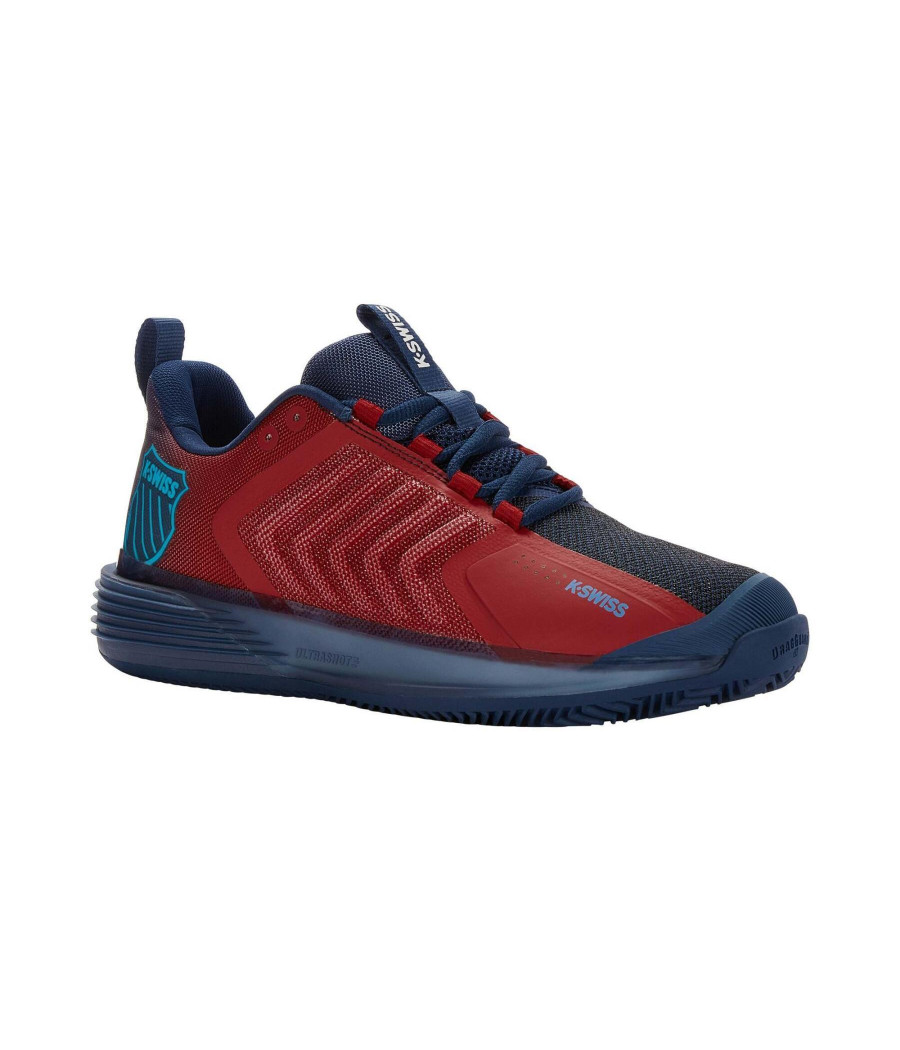 Chaussures de Padel K-Swiss Ultrashot 3 HB couleur bleu et rouge