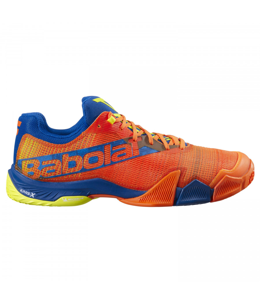 Chaussures de Padel Babolat Jet Premura couleur orange et bleu